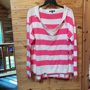 Women’s cute pink and white sweater